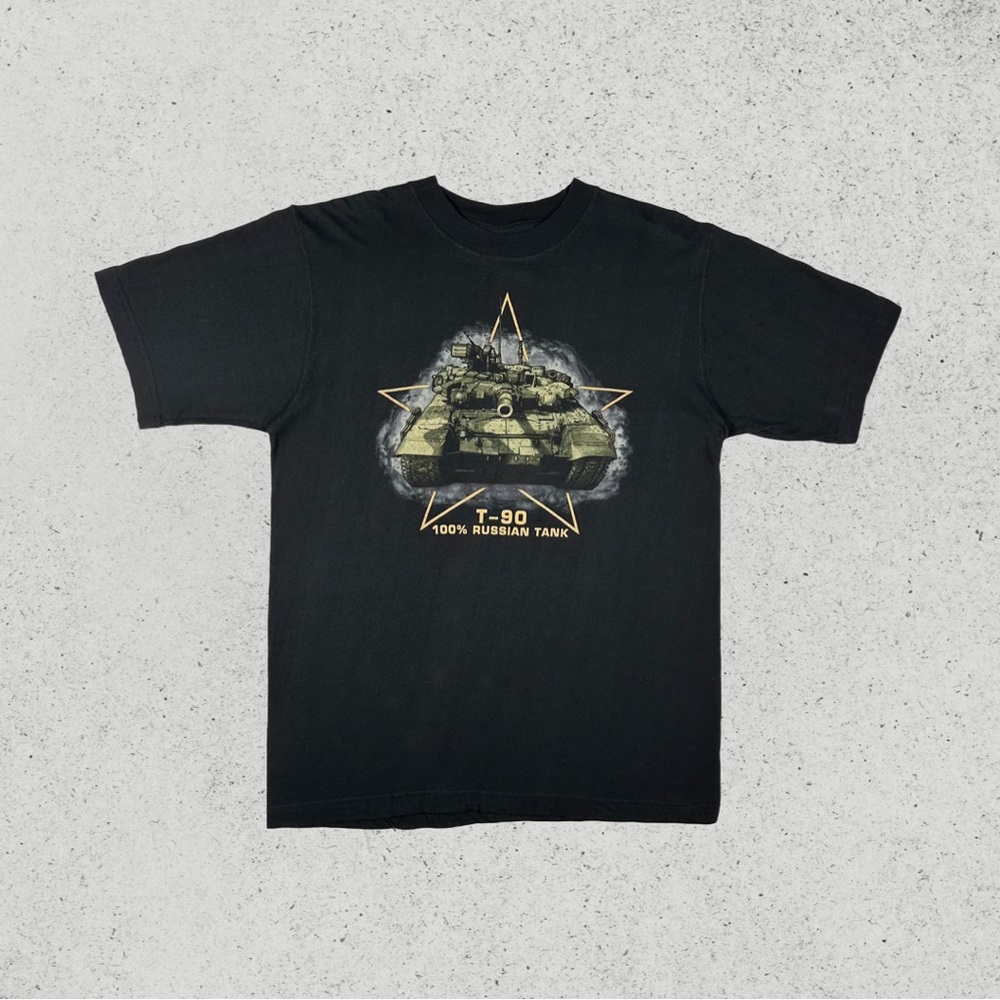 Vintage Russian T-90 Military Tank Graphic 1990s T-Shirt